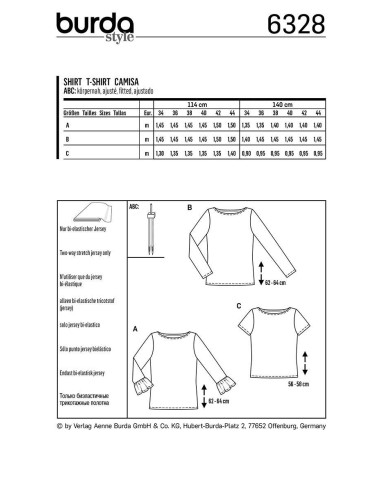 Molde de t-shirt - Burda 6328