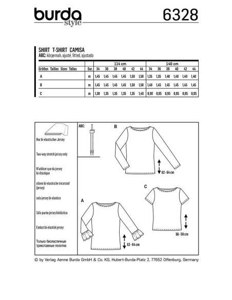 Molde de t-shirt - Burda 6328