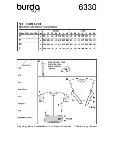 Molde de t-shirt - Burda 6330