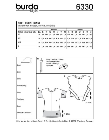 Molde de t-shirt - Burda 6330