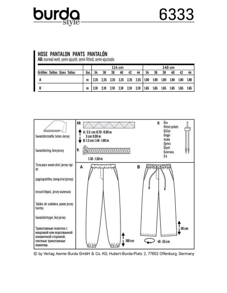 Molde de calça - Burda 6333