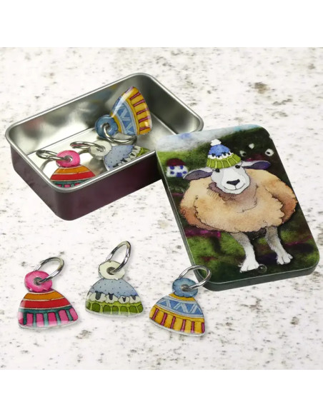 Conjunto de 6 marcadores de malha - Ovelha e gorro