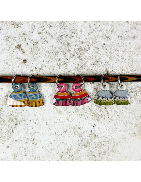 Conjunto de 6 anéis marcadores de malha - Ovelha e gorro