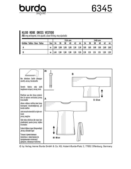 Molde de vestido - Burda 6345