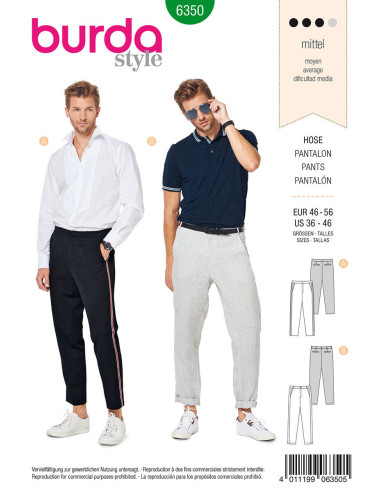 Molde de calça - Burda 6350