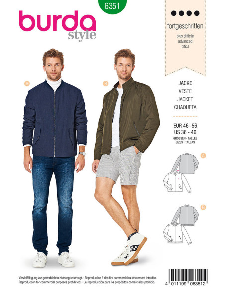 Molde de casaco - Burda 6351