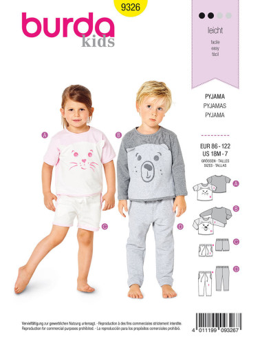 Padrão de pijama - Burda 9326