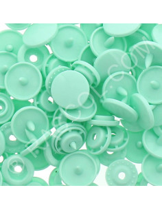Pacote de 25 botões de pressão de resina KAM redondos - Verde menta