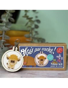 Mini kit bordado ponto cruz - Não sejas vaca!