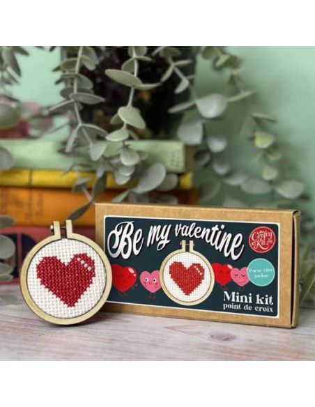 Mini kit bordado ponto cruz - Be my valentine