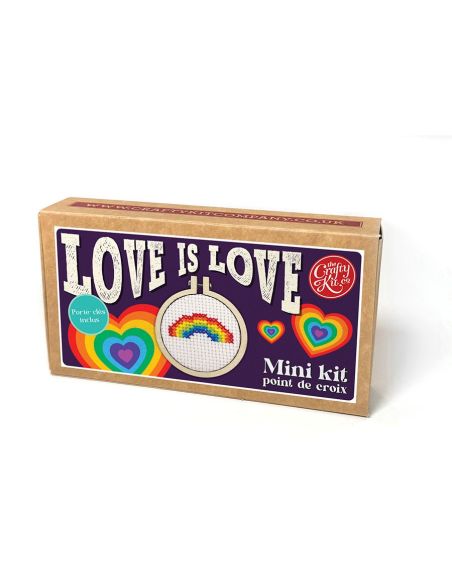 Mini kit bordado ponto cruz - Love is love