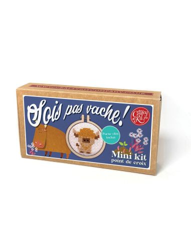 Mini kit bordado ponto cruz - Não sejas vaca!