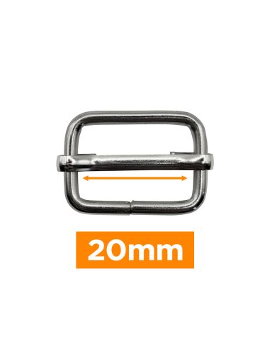 Fivela deslizante premium - Prata 20 mm