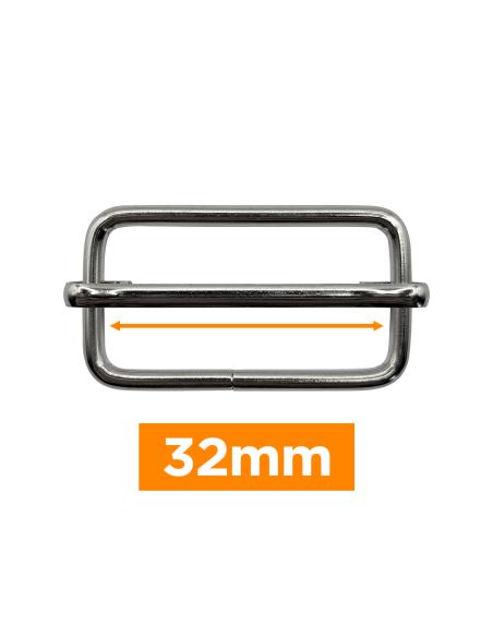 Fivela deslizante premium - Prata 32 mm