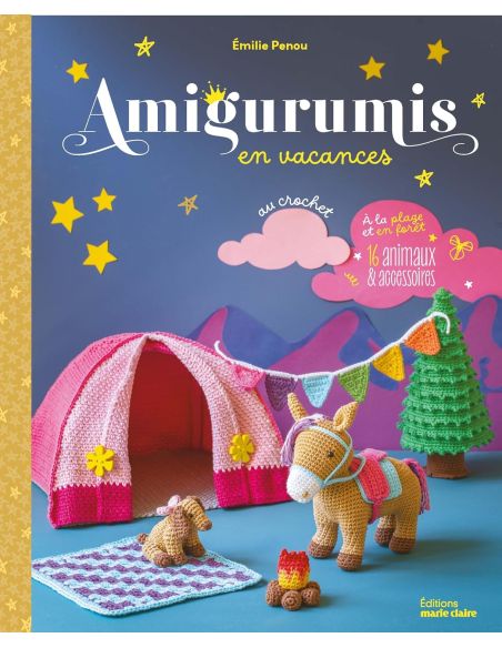 Livro amigurumis de férias na praia e na floresta