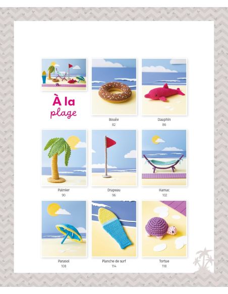 Livro amigurumis de férias na praia e na floresta