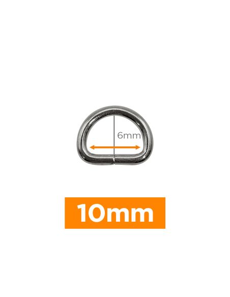Anel em D premium - Prata 10 mm
