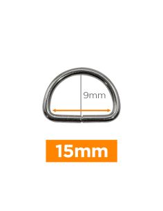 Anel em D premium - Prata 15 mm