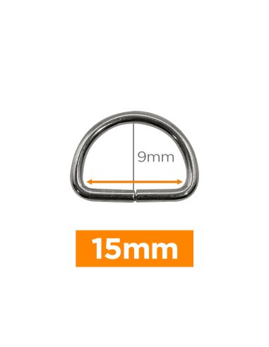 Anel em D premium - Prata 15 mm