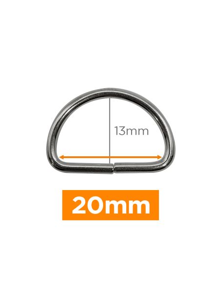 Anel em D premium - Prata 20 mm