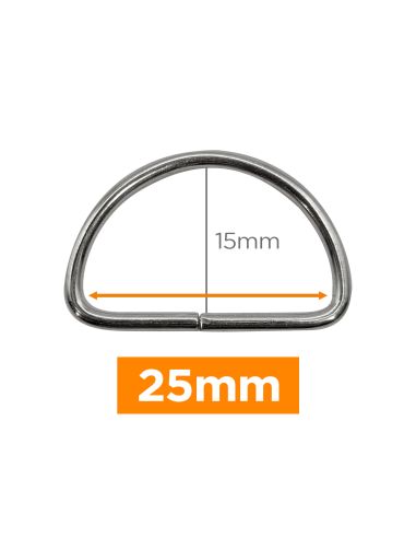 Anel em D premium - Prata 25 mm