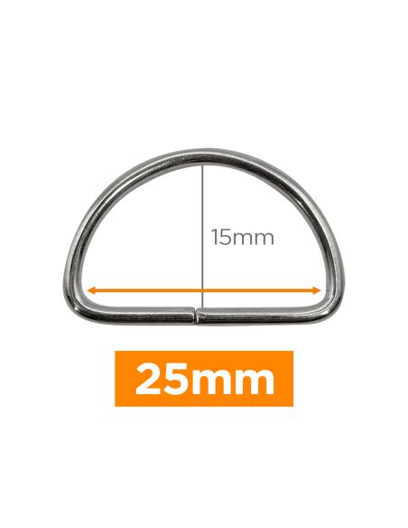 Anel em D premium - Prata 25 mm