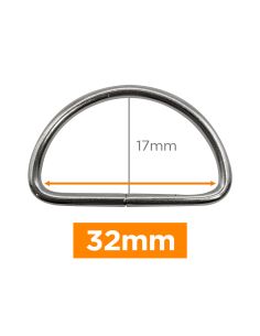 Anel em D premium - Prata 32 mm