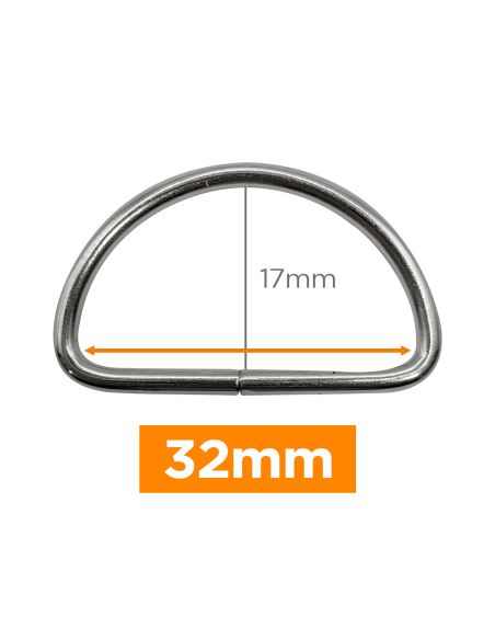 Anel em D premium - Prata 32 mm