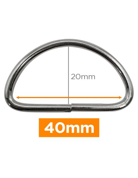 Anel em D premium - Prata 40 mm
