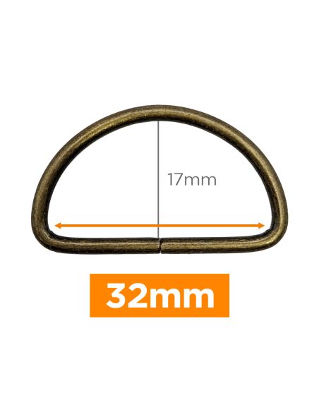 Anel em D premium - Bronze 32 mm