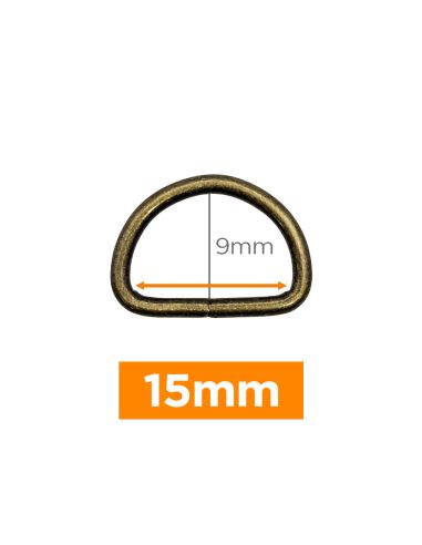 Anel em D premium - Bronze 15 mm