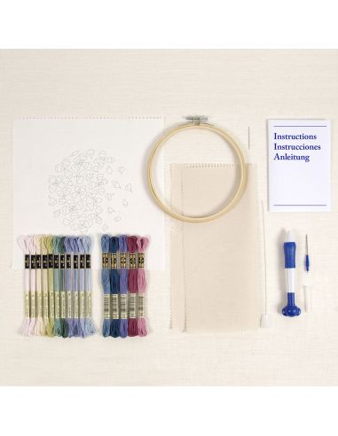 Kit punch needle - Pétalas de hortênsia