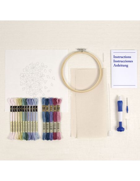 Kit punch needle - Pétalas de hortênsia