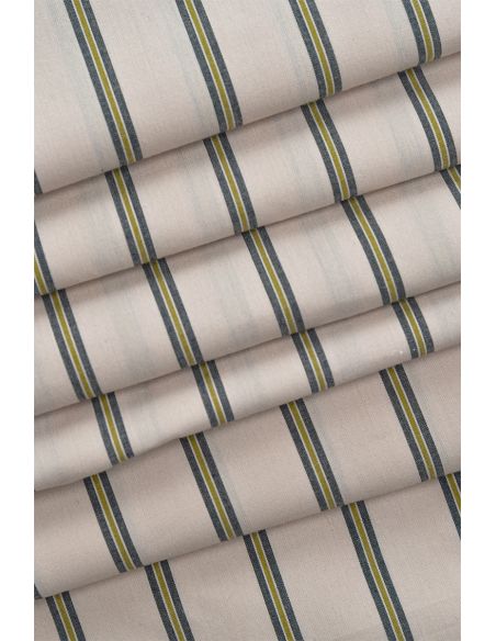 Tecido de algodão listrado Weave Line Milky Clay - Atelier Brunette