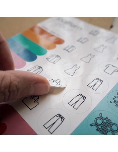 Etiquetas de organização para moldes de costura