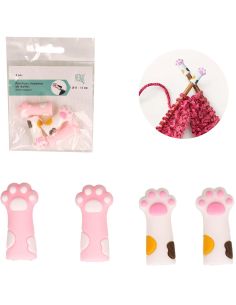 Tampões de malha para agulhas de tricô - Patas de gatos