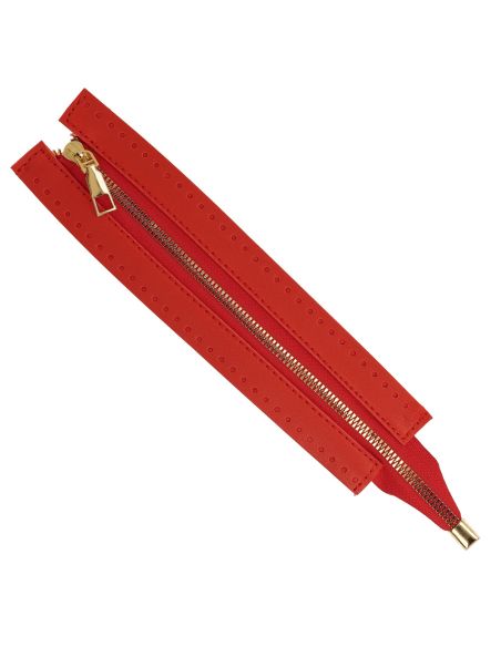 Fecho de correr especial para saco em pele sintética 30 cm - Vermelho