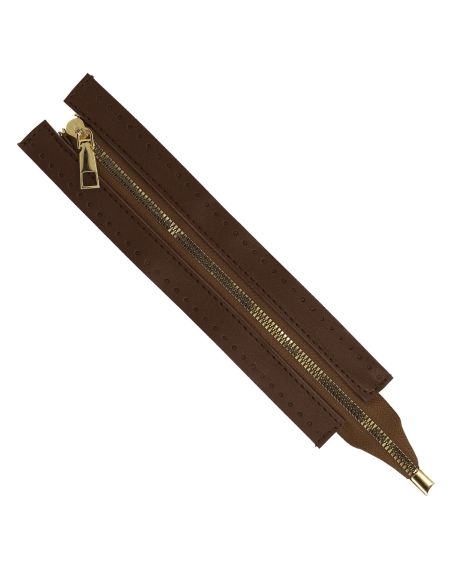 Fecho de correr especial para saco em pele sintética 30 cm - Castanho