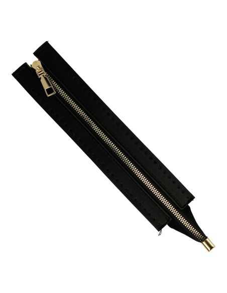 Fecho de correr especial para saco em pele sintética 30 cm - Preto