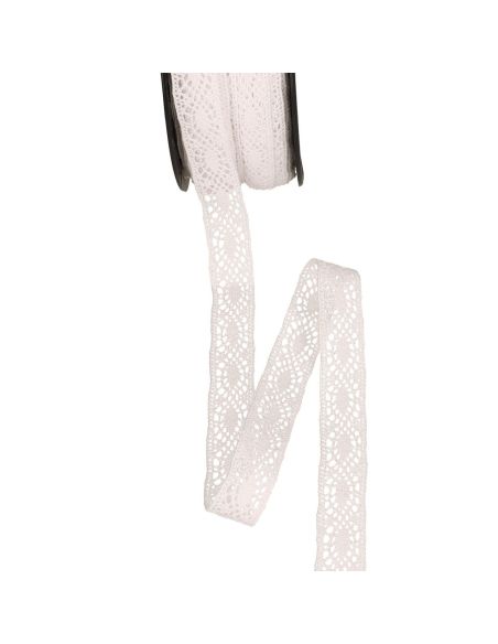 Renda de algodão entremeio 14 mm - Branco