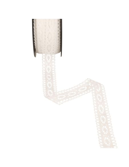 Renda de algodão entre duas Margaridas 21 mm - Branco