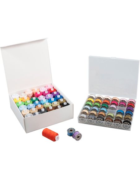 Kit de costura e bobinas de metal planas – 72 peças – cores sortidas