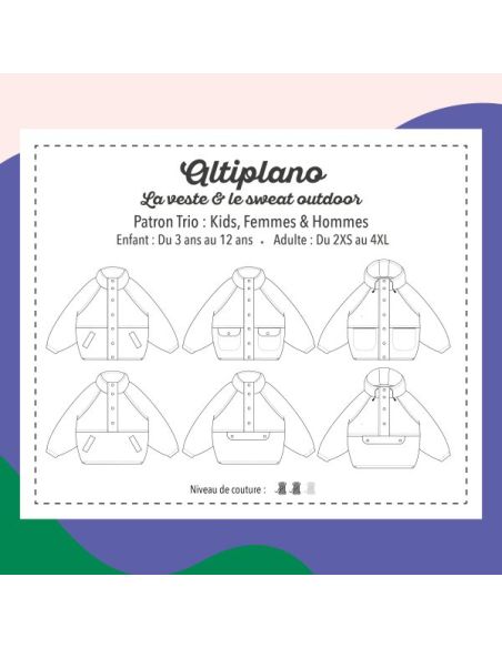 Padrão de moletom e jaqueta outdoor para crianças e adultos - Marmaï Patterns
