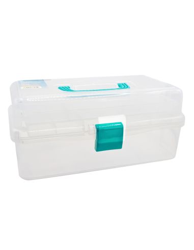 Caixa de costura transparente de 3 níveis