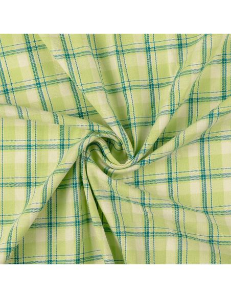 Tecido flanela xadrez escocês - Verde com riscas menta