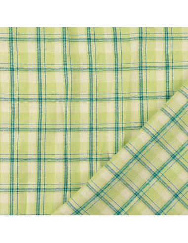 Tecido flanela xadrez escocês - Verde com riscas menta