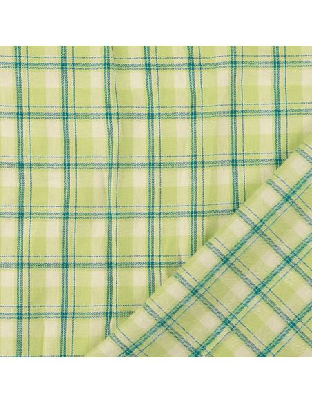 Tecido flanela xadrez escocês - Verde com riscas menta