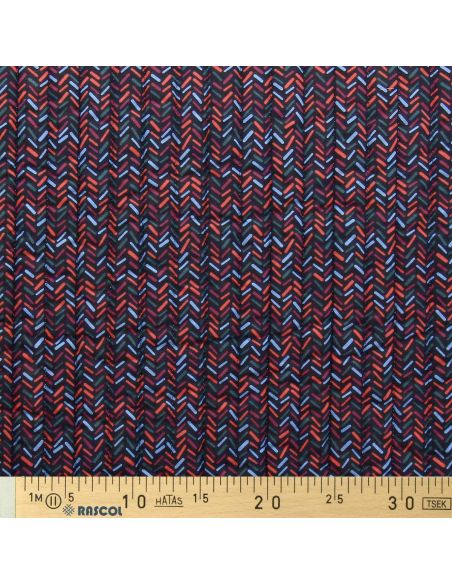 Tecido de algodão acolchoado Lafleur - Bege e azul