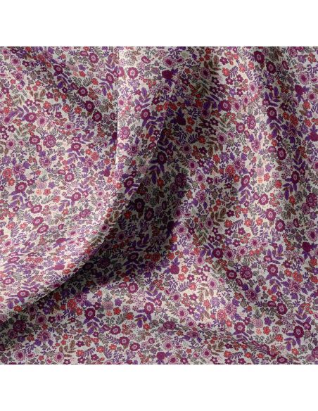 Tecido popeline de algodão - Barbara cru e roxo
