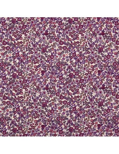 Tecido popeline de algodão - Barbara cru e roxo